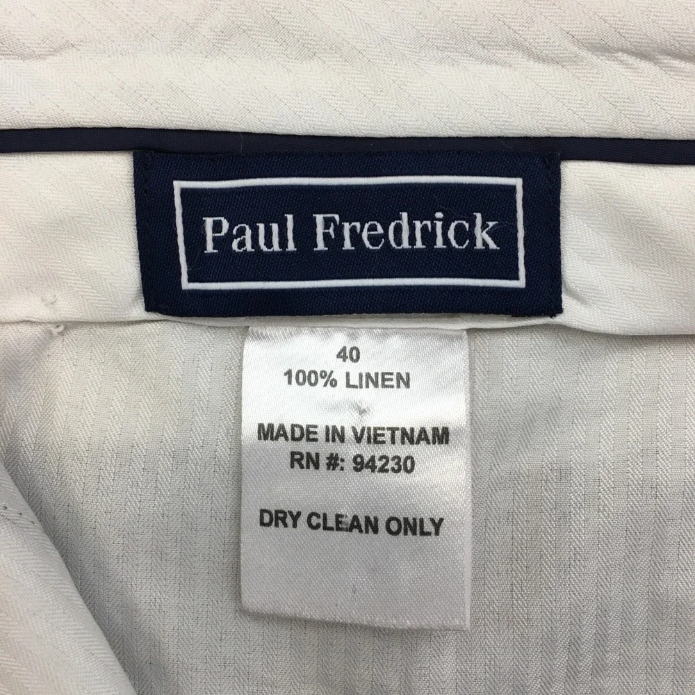 Paul Fredrick Mens 100% Linen Flat Front Dress Pants Size 40 Business Casual